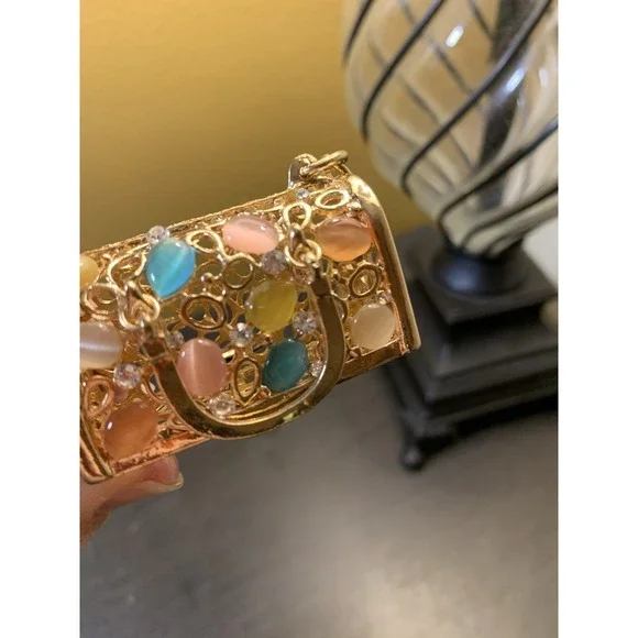 Purse Keychain Bejeweled Rhinestone Purse Jewelry Bling Clip Key Ring - Picture 4 of 7